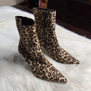 Ursula Mascaro Vintage 90’s Calf Hair Leopard Pointed Toe Booties